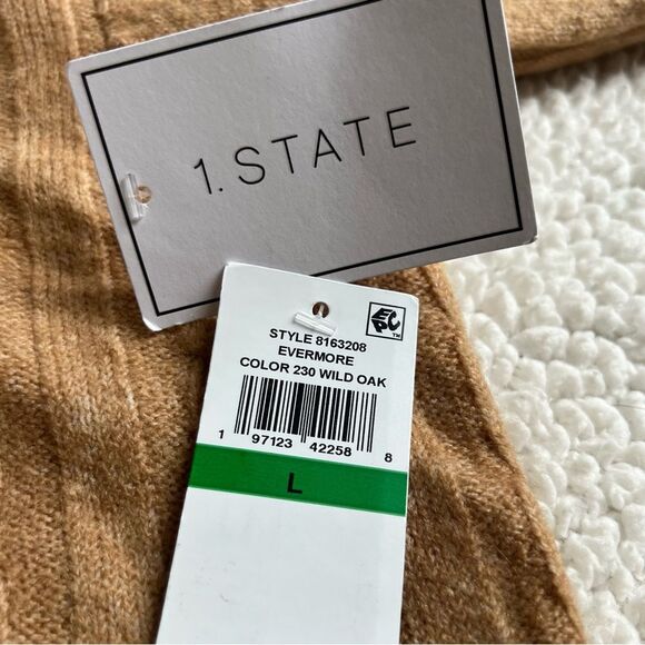 1. State Evermore Wild Oak Cable Knit Crewneck Oversized Pullover Sweater SZ L - Picture 8 of 14